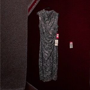 Elegant Gray Sequin Midi Dress